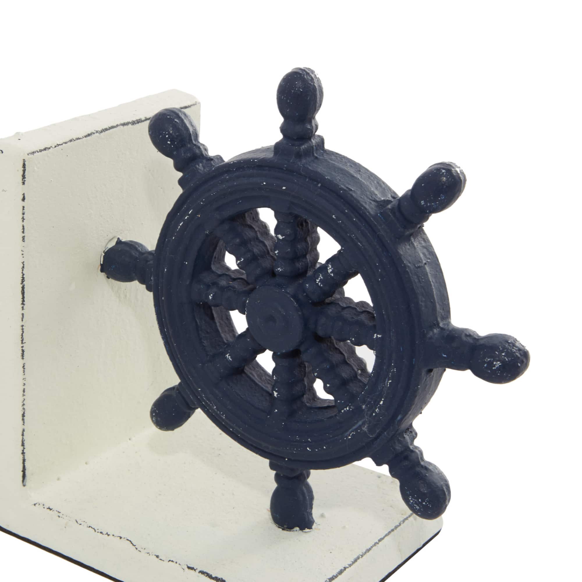6" Blue Metal Coastal Bookends